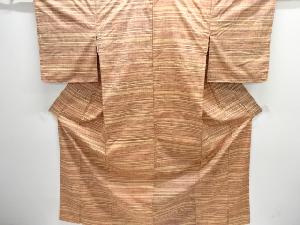 未使用品　横段模様織り出し手織り紬着物アンサンブル